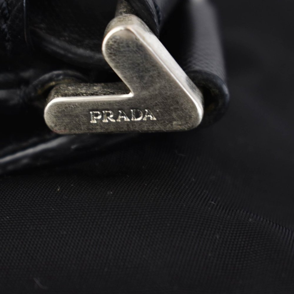 PRADA: Black, Tessuto Nylon & Saffiano Leather Duffel/Weekender Bag (su) - Picture 10 of 12